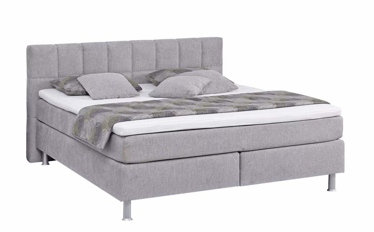 Boxspringbett EM Select - Liegefläche ca. 180x200 cm, Stoff, silber