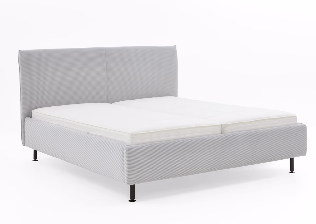 Polsterbett - Liegefläche ca. 180x200 cm, Feincord Silber