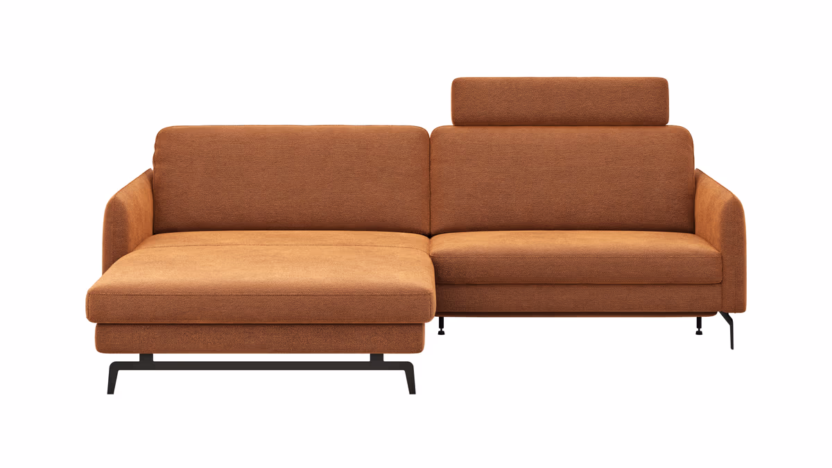 Ecksofa Enna - Longchair Links mit 1,75-Sitzer, inkl. motorischer Relaxfunktion, Stoff, Terracotta