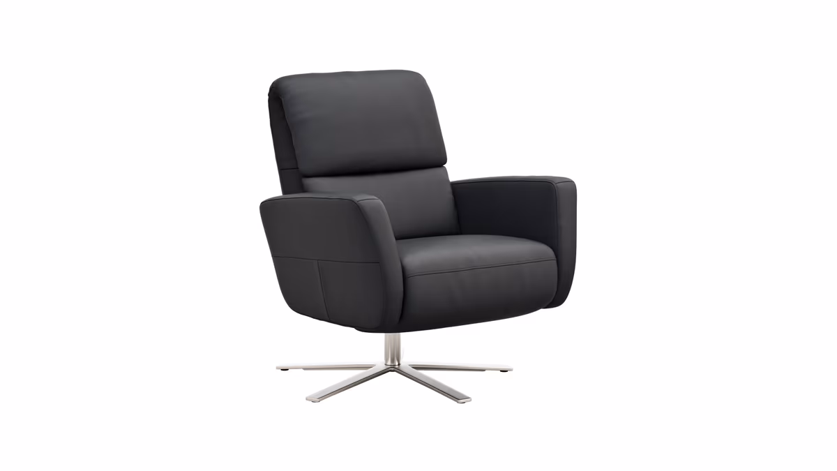 Drehsessel Lotta -Größe L, inkl. Relaxfunktion, Leder, Schwarz