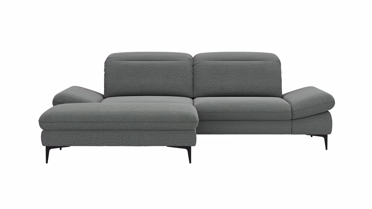 Ecksofa Alegria - Longchair links mit 1,5-Sitzer inkl. Kopfteil/ Armlehne/ Sitztiefe verstellbar, Stoff, Eisblau