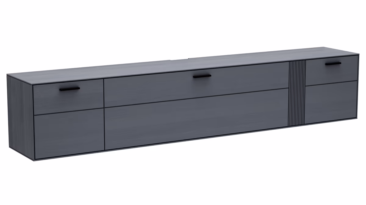 Lowboard Estana - Eiche massiv, Anthrazit 