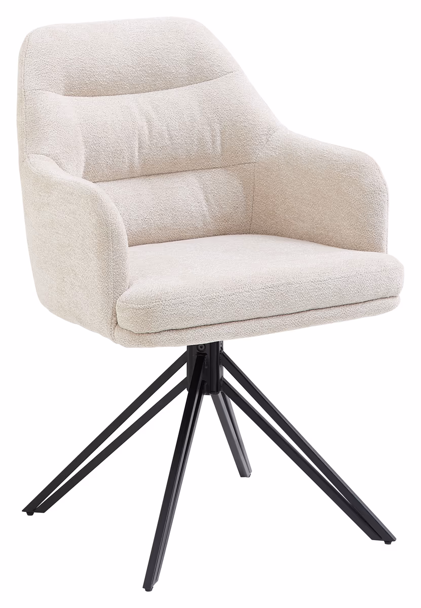 Armlehnstuhl - drehbar, Stoff, Beige