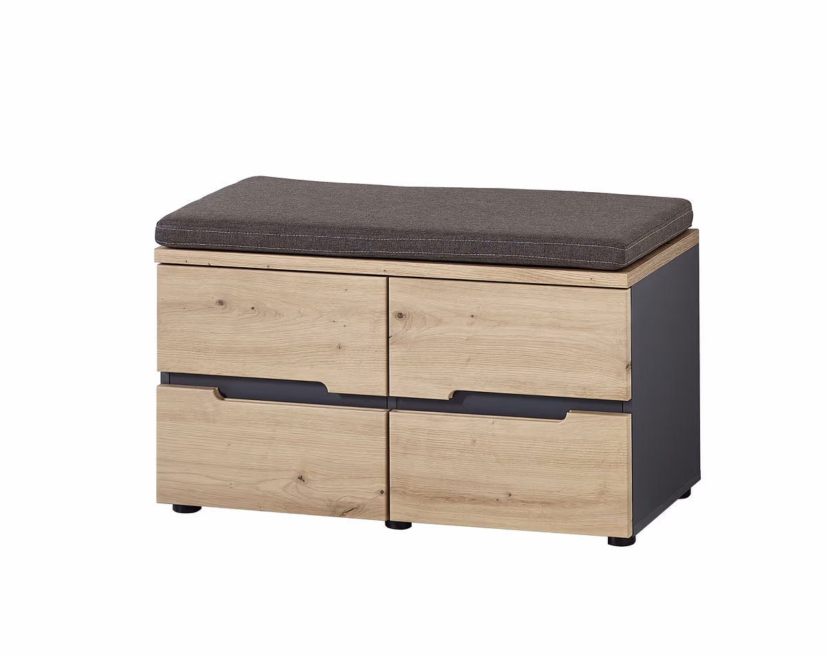 Bank - mit Sitzkissen, Eiche Dekor, Graphit