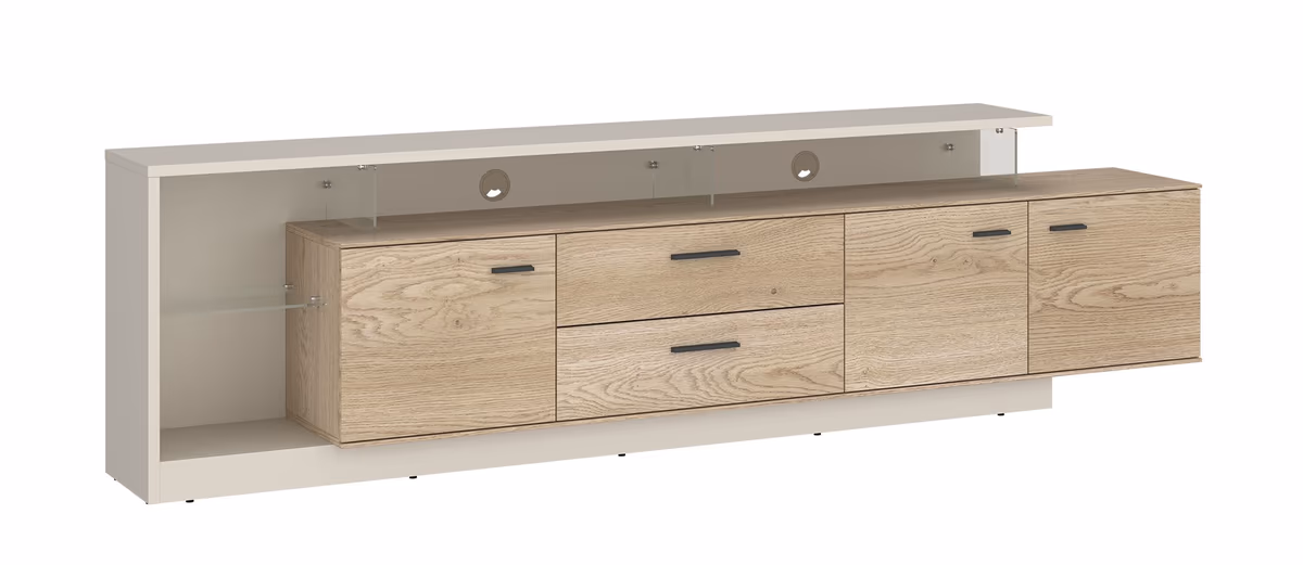 TV-Lowboard - B ca. 236 cm, Cremona Eiche Torro Nachbildung, Kaschmir