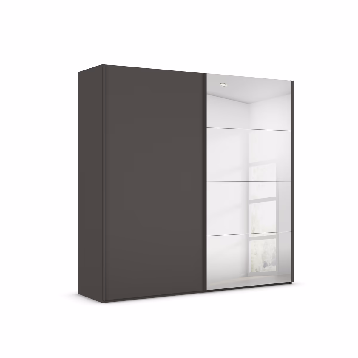 Schwebetürenschrank ROVERO- B ca. 225 cm, Graphit, Spiegel