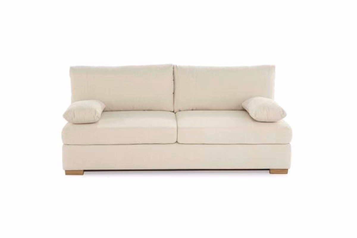 Sofa JELKO - 2-Sitzer inkl. Schlaffunktion mit Bettkasten, Stoff, Beige