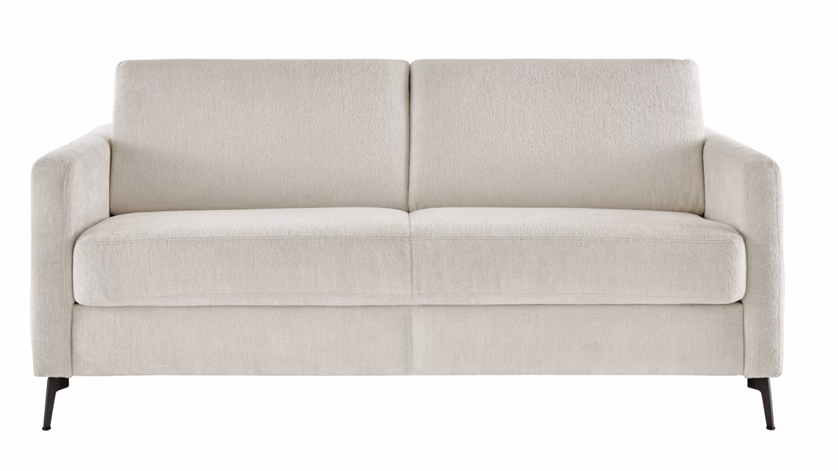 Schlafsofa Laredo - 2,5-Sitzer inkl. Schlaffunktion und Armlehne klappbar, Stoff, Offwhite