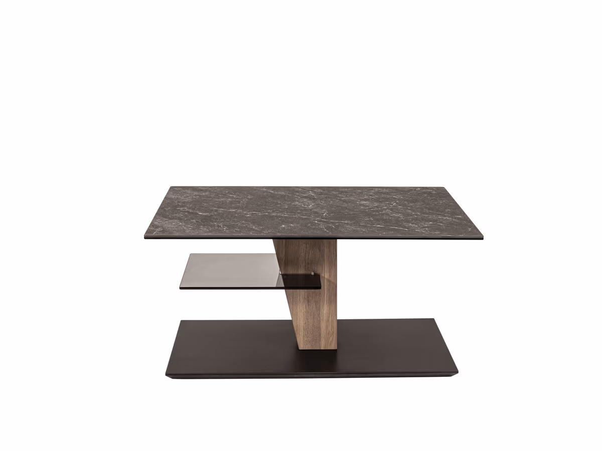 Couchtisch - höhenverstellbar, LBH. ca. 90x60x47-65 cm, Keramik, Schwarz