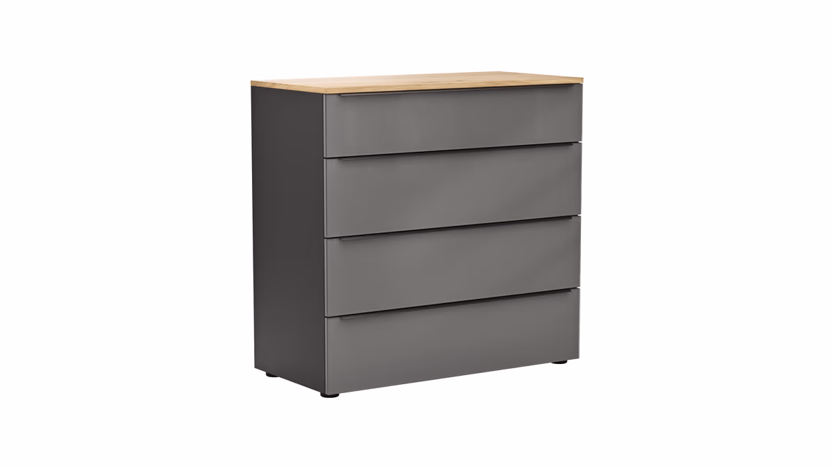 Kommode Colorado Beimöbel - BHT ca. 90x87x43 cm, Dunkelgrau, Griffe schwarz