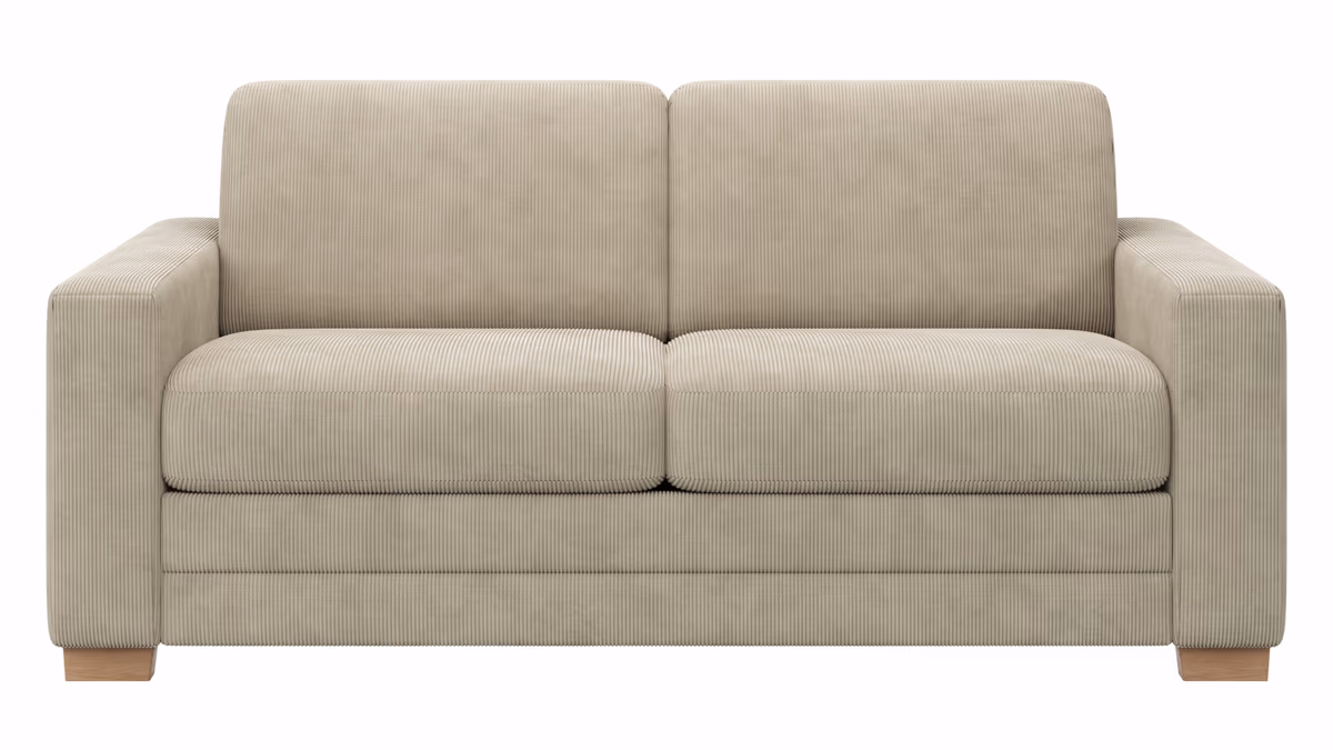 Sofa Lakeville - 2-Sitzer inkl. Schlaffunktion, Gestell Schwarz, Stoff, Beige