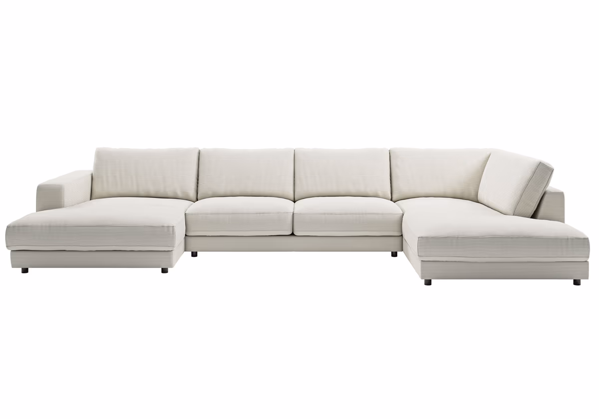 Wohnlandschaft - Longchair links mit 3-Sitzer und Ecke rechts