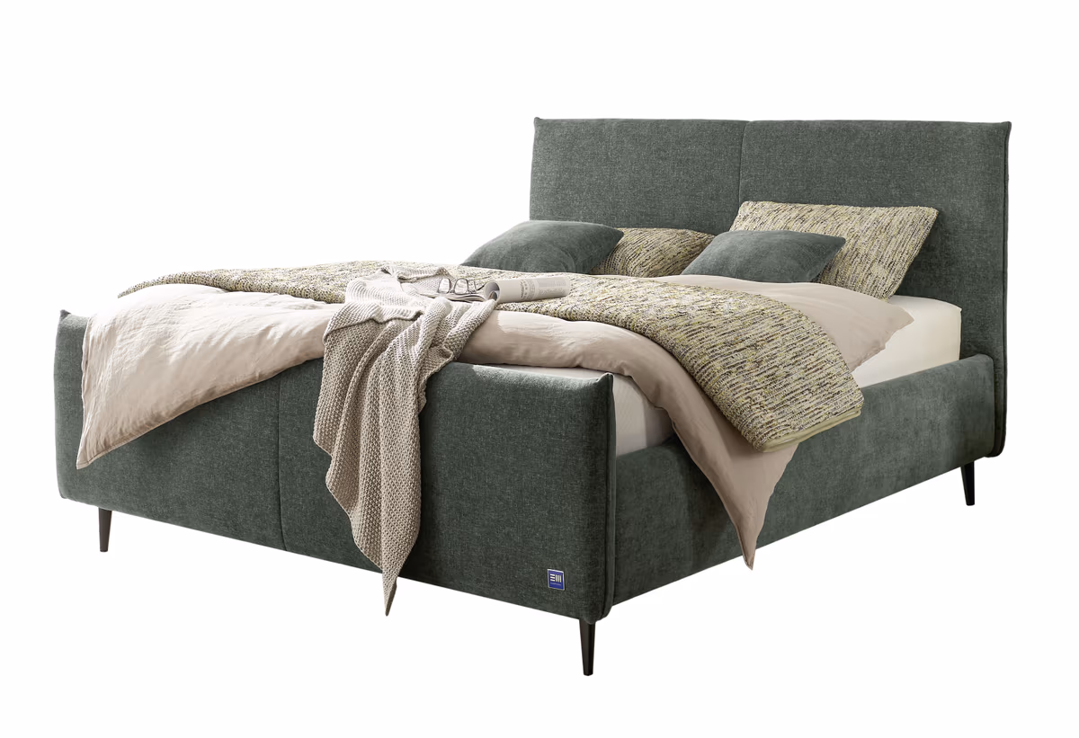 Polsterbett EM Soline - mit Lattenrost, ohne Matratzen, Liegefläche ca. 160x200 cm, Stoff, grün