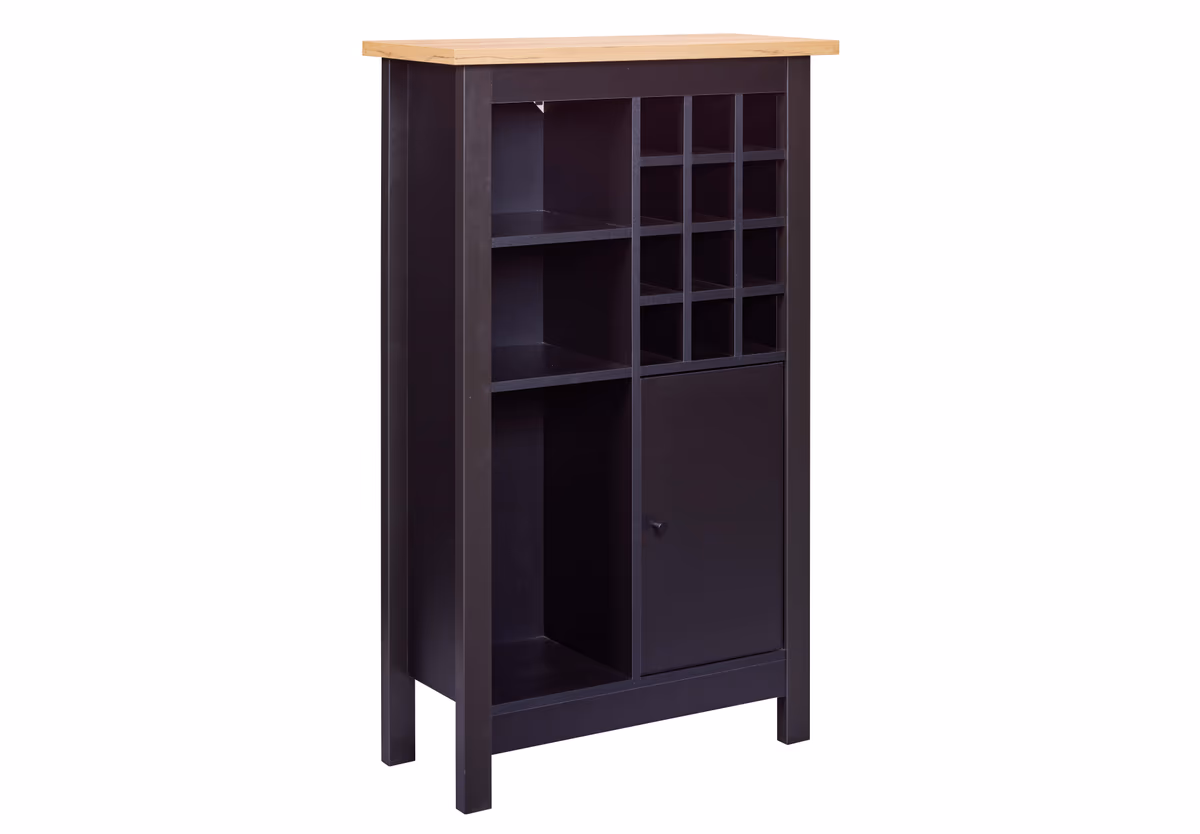 Weinschrank - B ca. 76 cm, Schwarz, Artisan Eiche Nachbildung