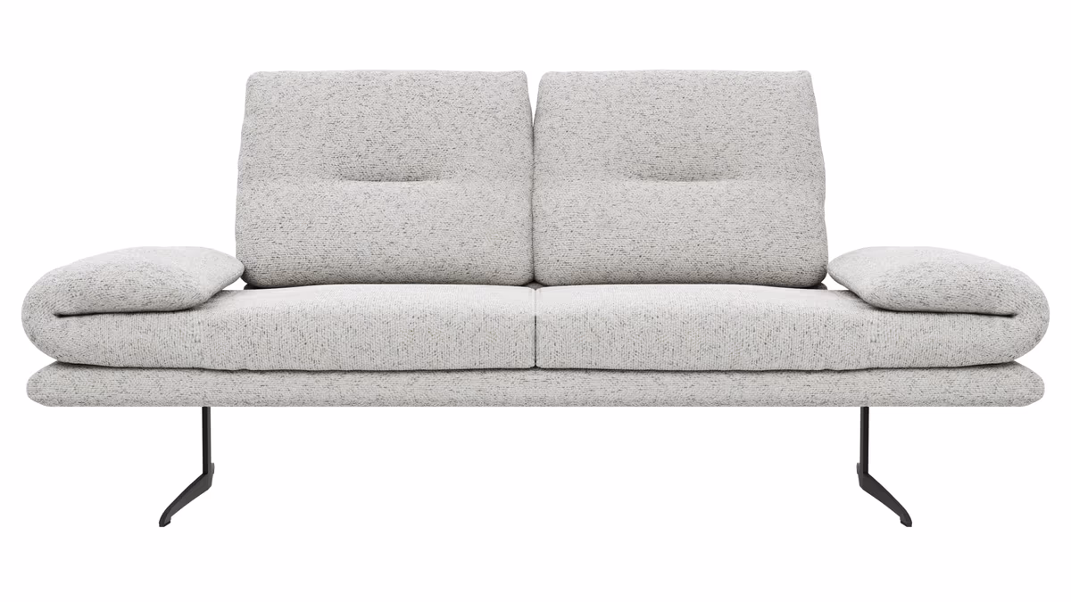 Sofa Lucero 2.0 - 2-Sitzer inkl. Drehsitz, Rollout-Armlehne und Sitztiefe verstellbar, Stoff, Offwhite