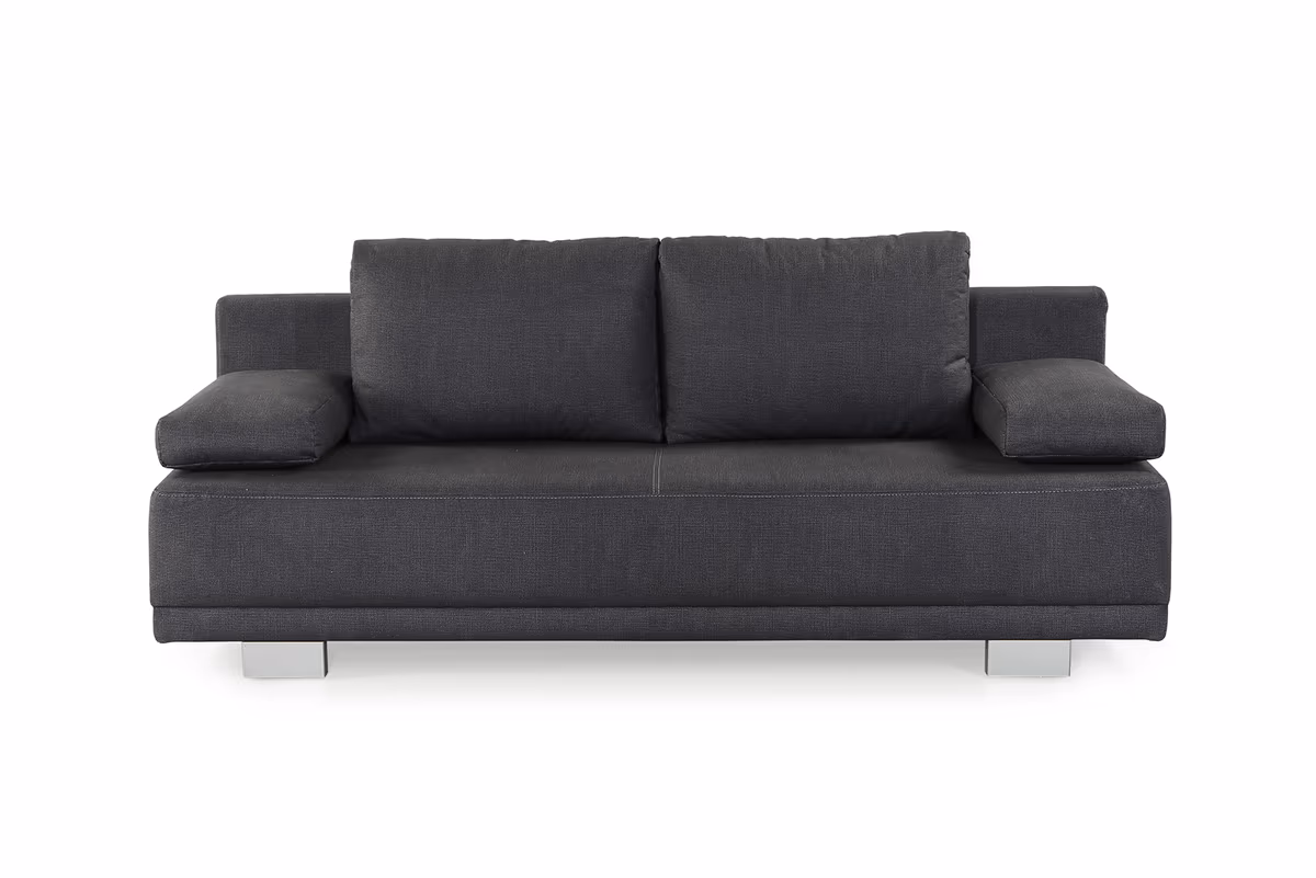 Schlafsofa - 2-Sitzer inkl. Schlaffunktion und Bettkasten, Stoff dunkelgrau
