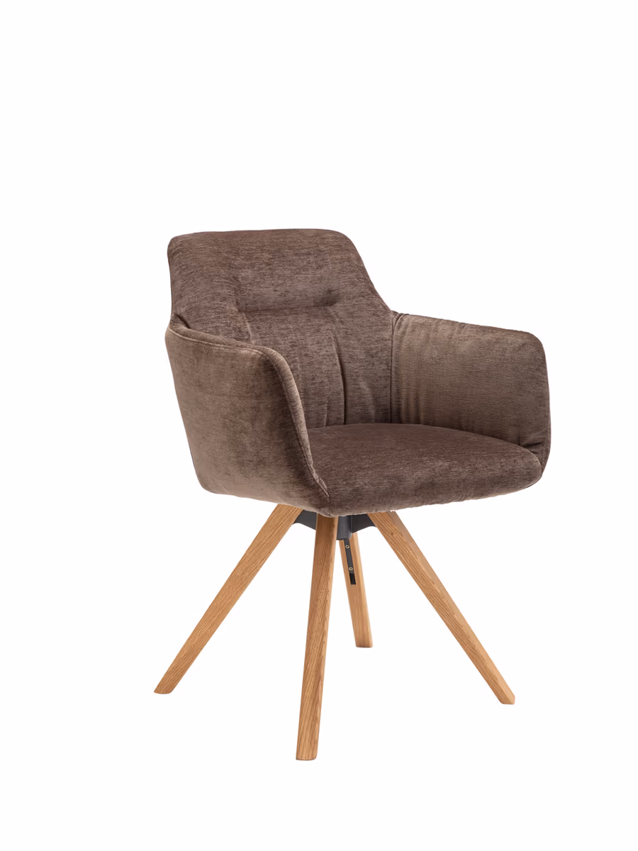 Armlehnstuhl Nashville - drehbar, Stoff, Dunkelbraun