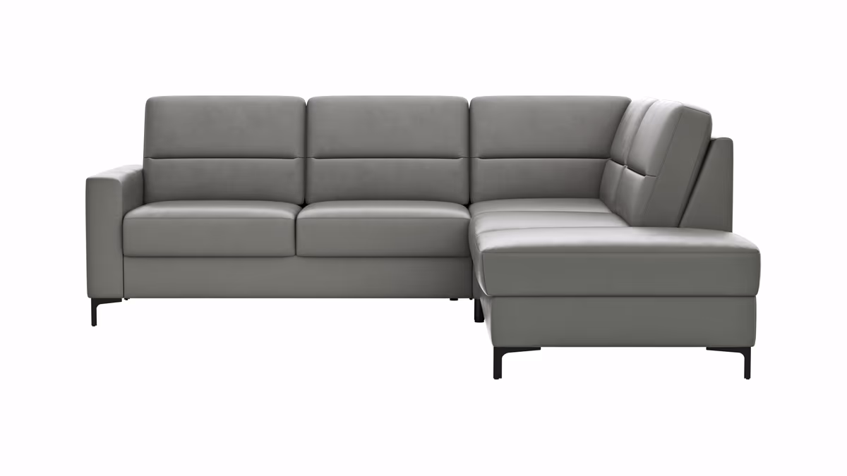 Ecksofa Merlos H. - 2,5-Sitzer mit Ecke rechts, Leder, Graubraun