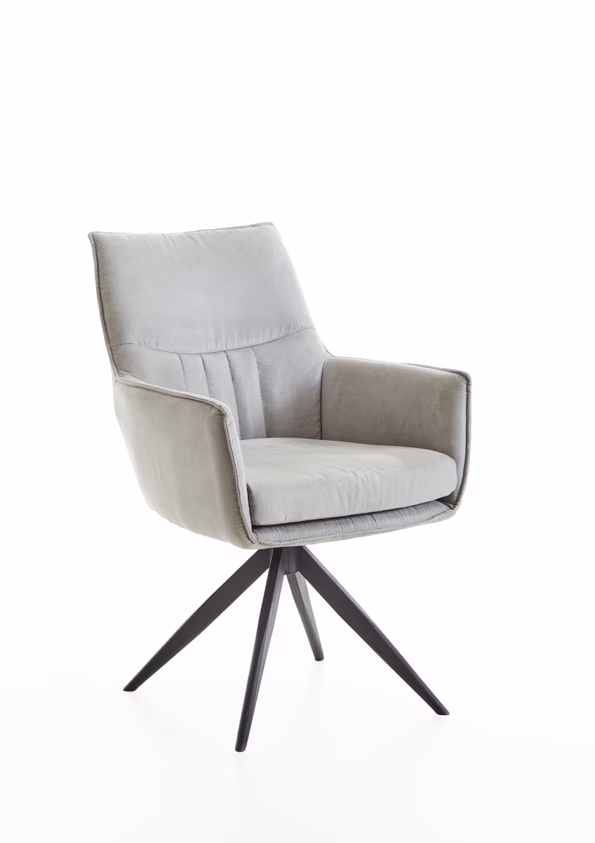 Armlehnstuhl - Stoff, Hellgrau, drehbar