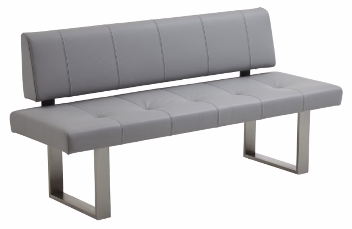 Design-Bank EM Zadar - Breite ca. 180, Leder, Hellgrau