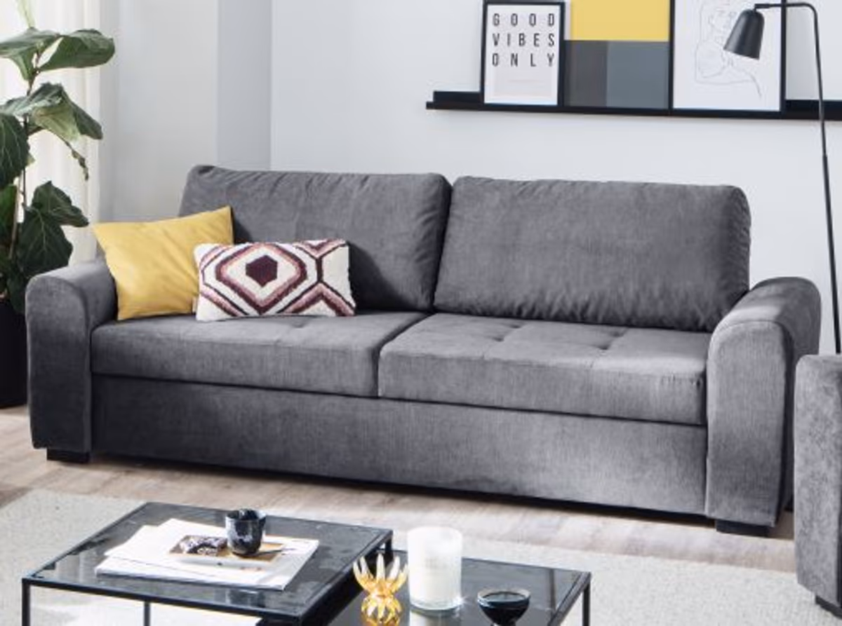 Sofa - 2-Sitzer, Stoff, Dunkelgrau