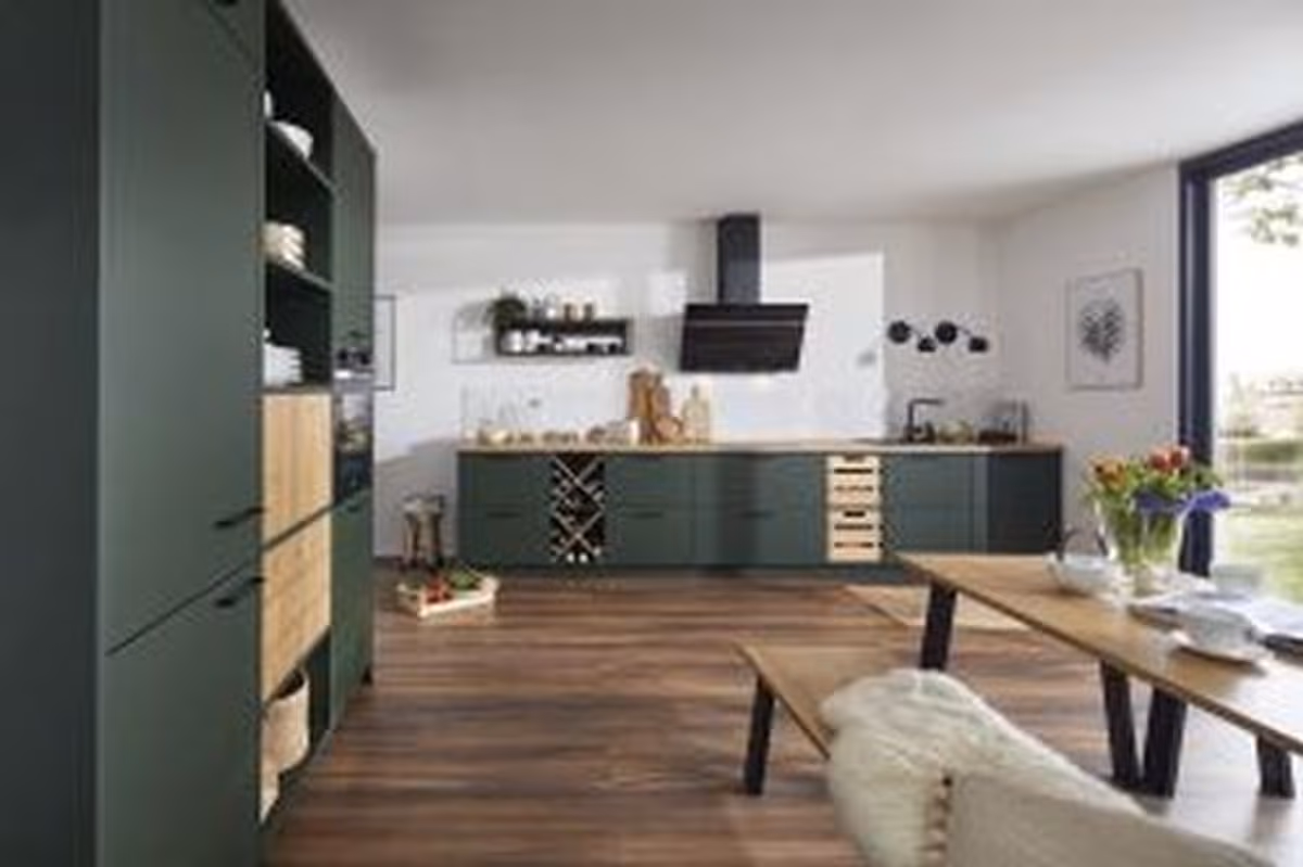 Winkelküche 54.160 GL 7 521, Lack samtmatt Waldgrün