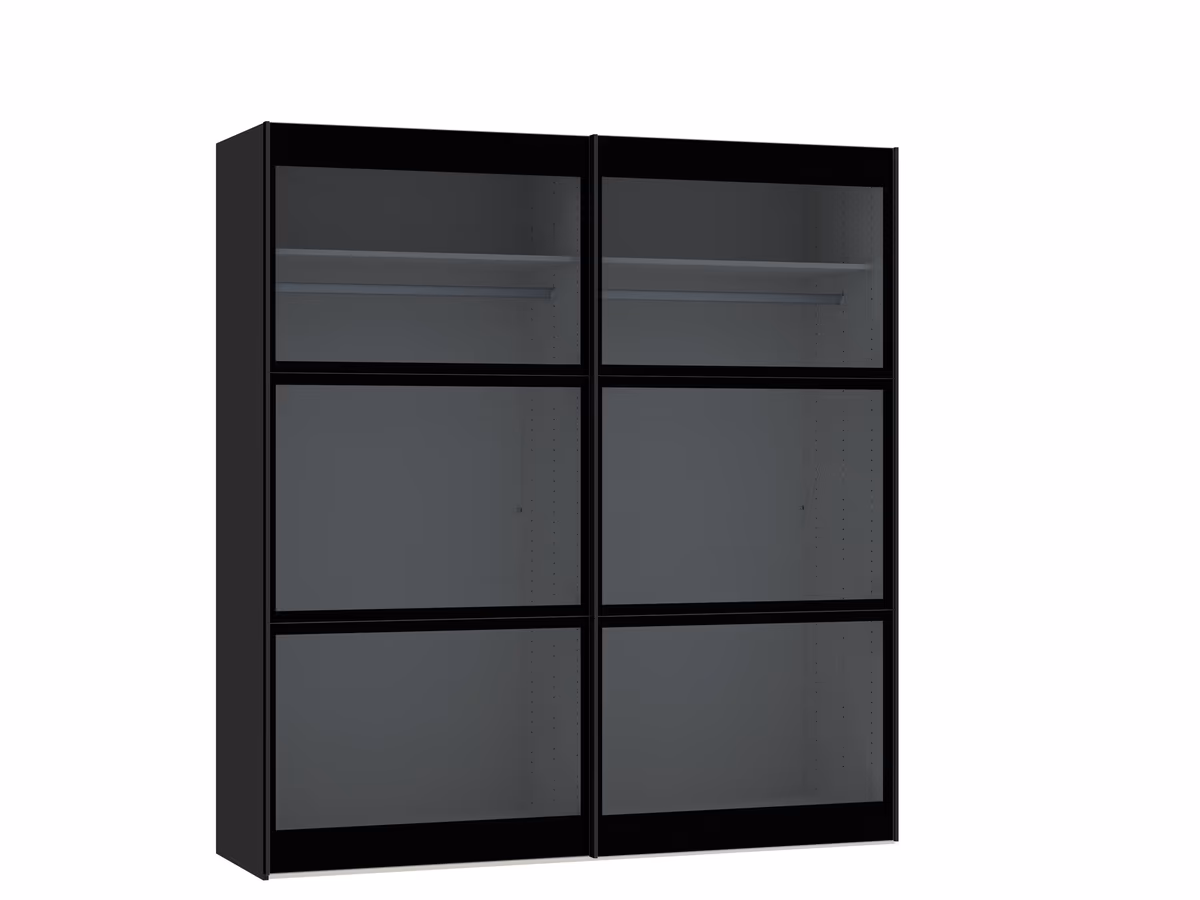 Schwebetürenschrank JOIN IT- B ca. 202 cm,  Schwarz, Rauchglas, Dunkel