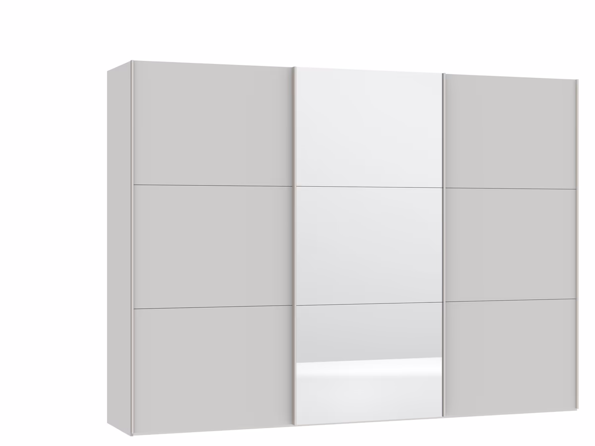Schwebetürenschrank JOIN IT- B ca. 303 cm., Hellgrau, Matt, Spiegel