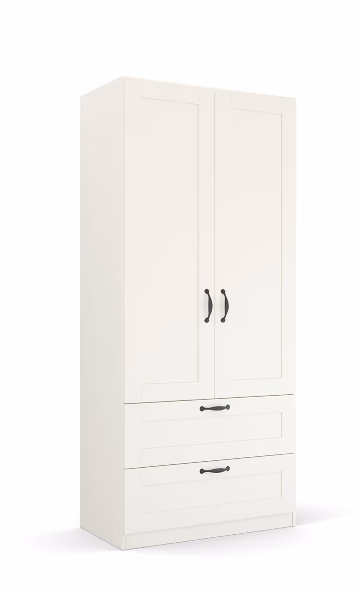 Drehtürenschrank ROMAN SPIN- B ca. 91 cm, Weiß, Landhausoptik