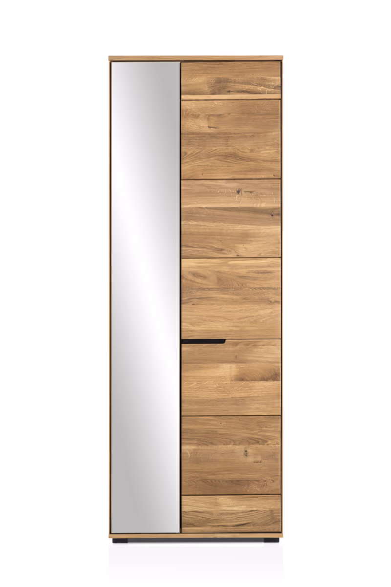 Garderobenschrank- B ca. 70 cm, Eiche, Massiv, Spiegel