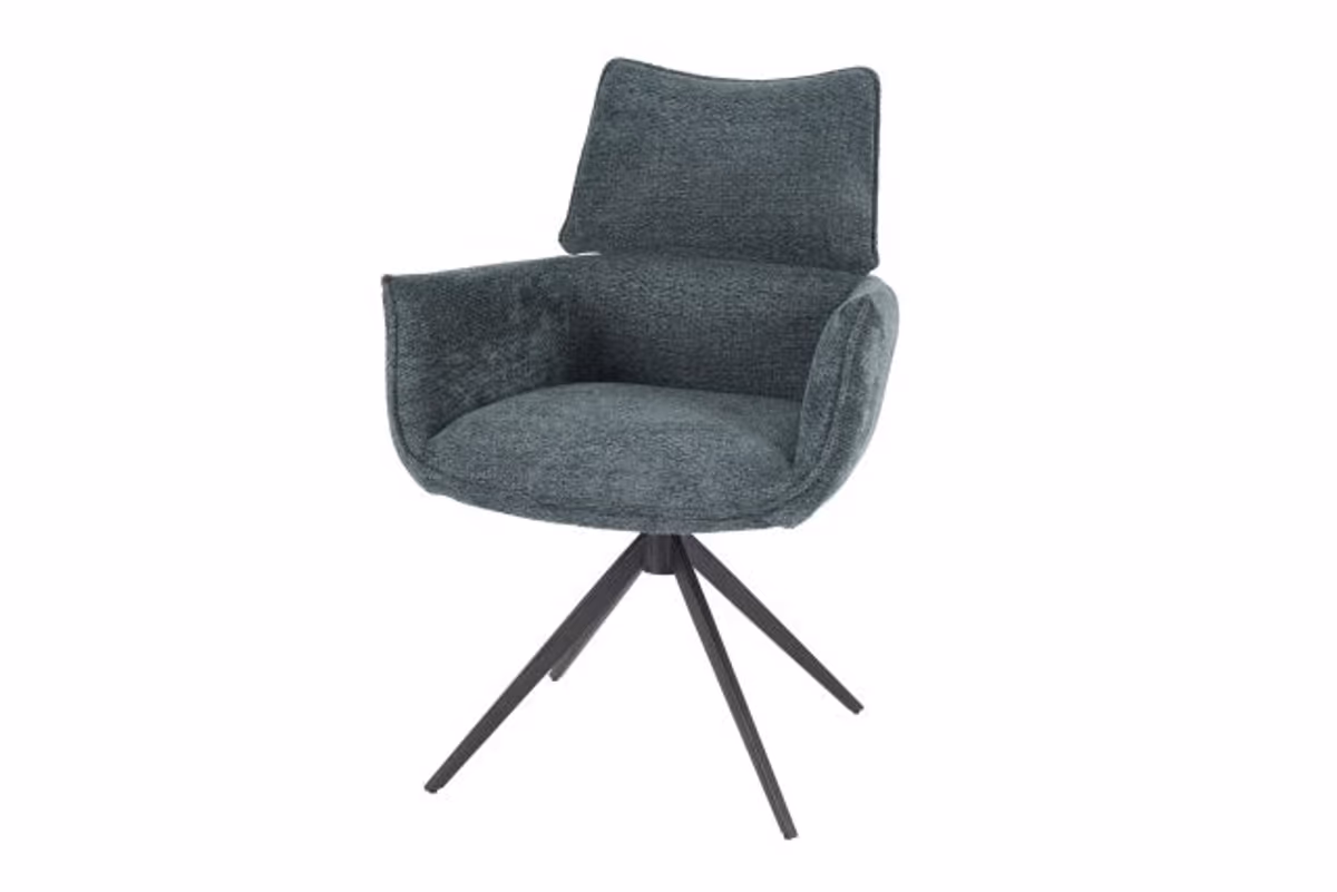 Armlehnstuhl MARGIT - drehbar, Stoff, Graublau