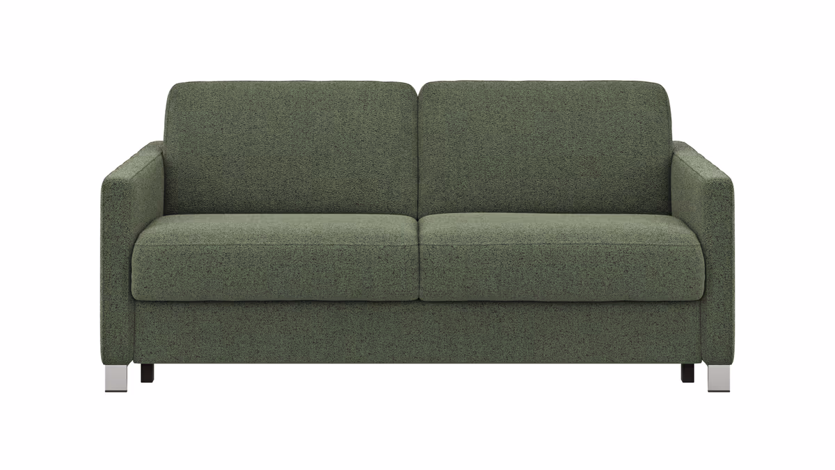 Sofa Nuoro - 2,5-Sitzer inkl. Schlaffunktion, Armlehne schmal, Stoff, Olivgrün