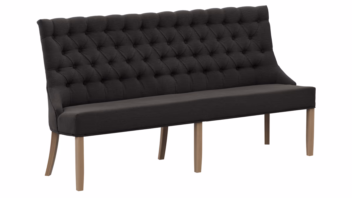 Polsterbank Litchfield - B. ca. 200cm, Stoff, Schwarzgrau