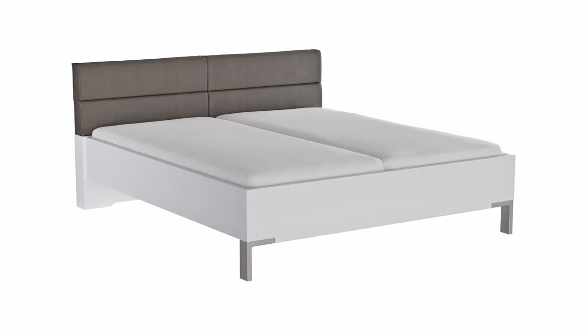 Bett Viana - Liegefläche ca. 180x200 cm, Holzwerkstoff Weiß, Kunstleder Anthrazit