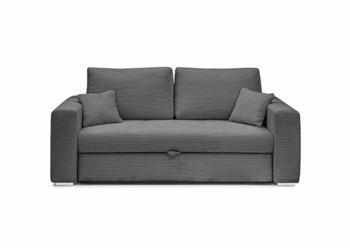 Sofa JORDEN 2 - 2,5-Sitzer inkl. Schlaffunktion mit Bettkasten, Stoff, Grau