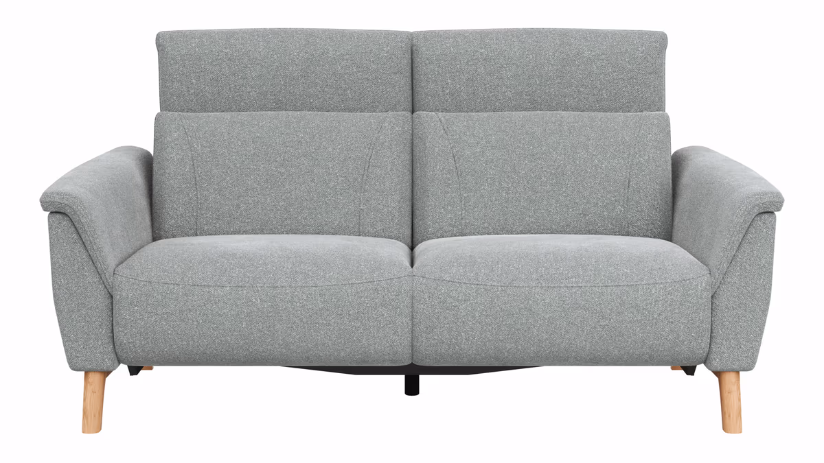 Sofa Nevin - 2,5-Sitzer inkl. Sitzvorzug (motorisch) und Kopfpolsterverstellung, Stoff, Silbergrau