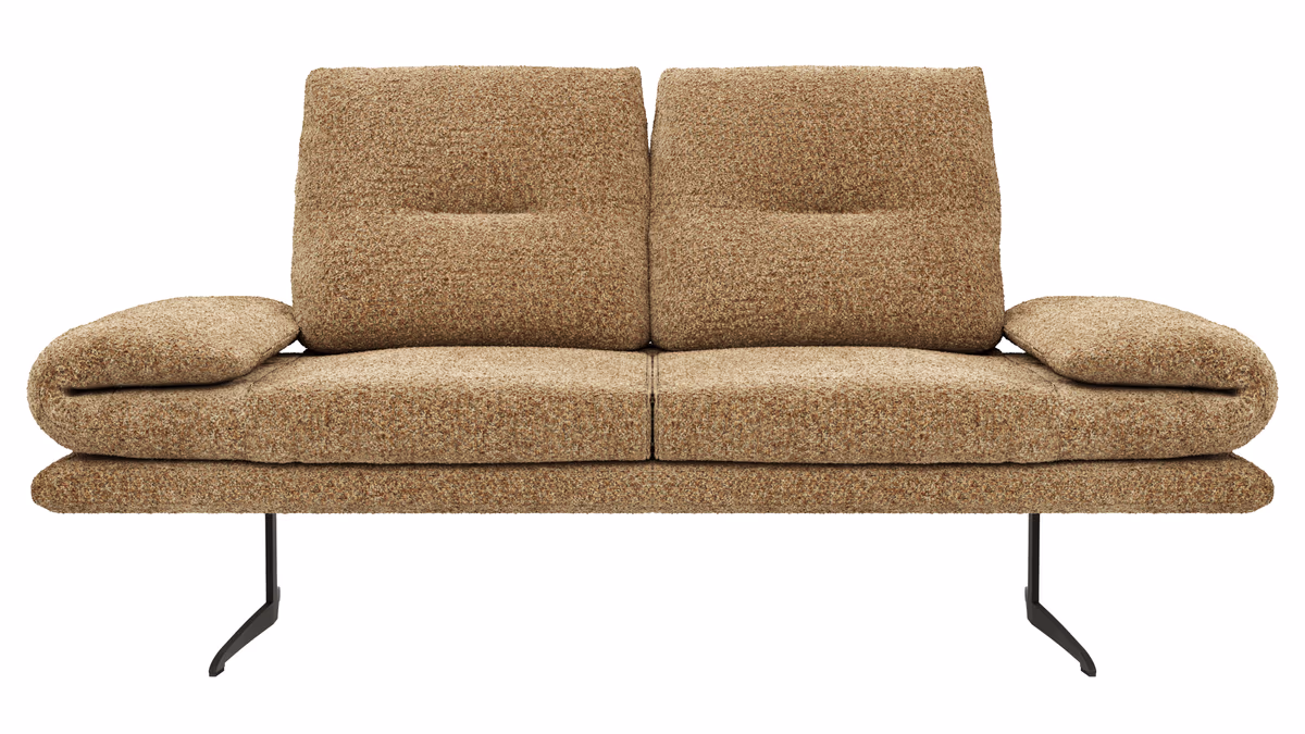 Sofa Lucero 2.0 - 2-Sitzer klein inkl. Rückenlehne, Stoff, Cognac