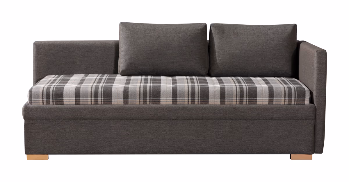 Einzelliege - mit Bettkasten, Stoff, Karo