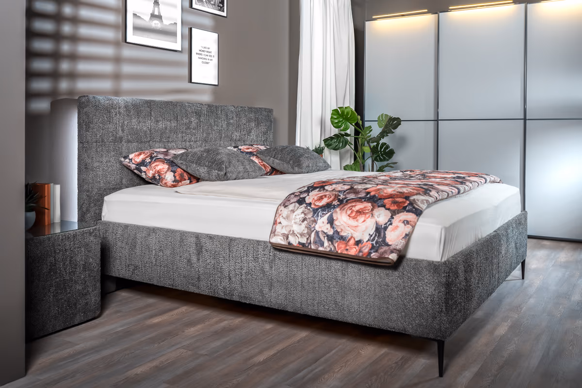 Polsterbett EM Sontra - Liegefläche ca. 180x200 cm, Stoff, anthrazit