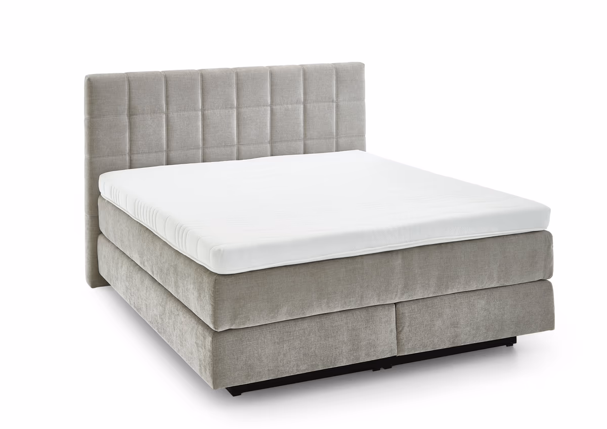 Boxspringbett - Liegefläche ca. 180x200 cm, Stoff, Grau