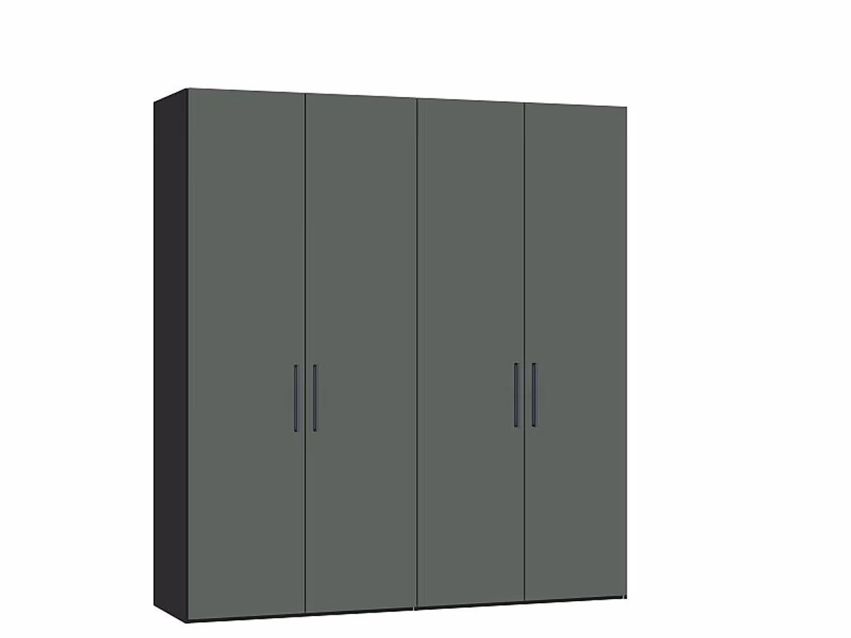 Drehtürenschrank JOIN IT- B ca. 202 cm., Schwarz, Glas, Graugrün