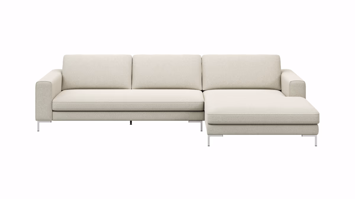 Ecksofa Solano - 2,5-Sitzer mit Longchair Rechts, Boucle, Natur