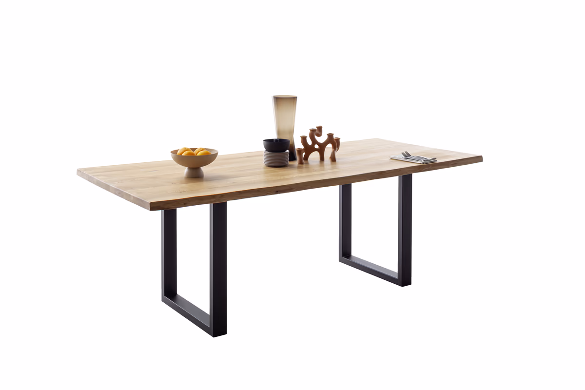 Esstisch - LB ca. 180x100 cm, Wildeiche massiv geölt, Baumkante