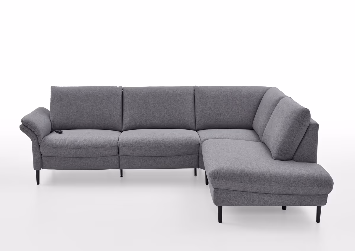 Ecksofa - 3-Sitzer mit Ecke rechts, Stoff, Grau