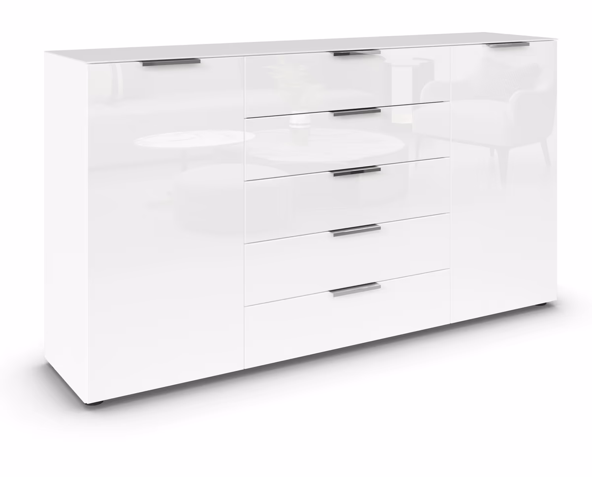 Kommode RIPP- Weiß, Glas, Weiß