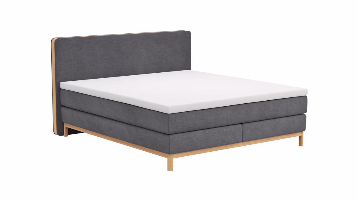 Boxspringbett Odense - Liegefläche ca. 180x200 cm, Stoff, Dunkelgrau