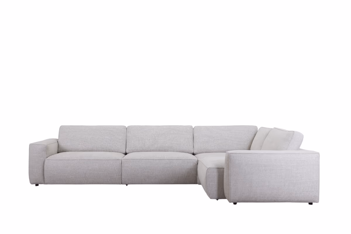 Ecksofa Lilaia - 3-Sitzer XL links, Ecke mit 1,5-Sitzer XL Tief, Stoff, Kaschmir
