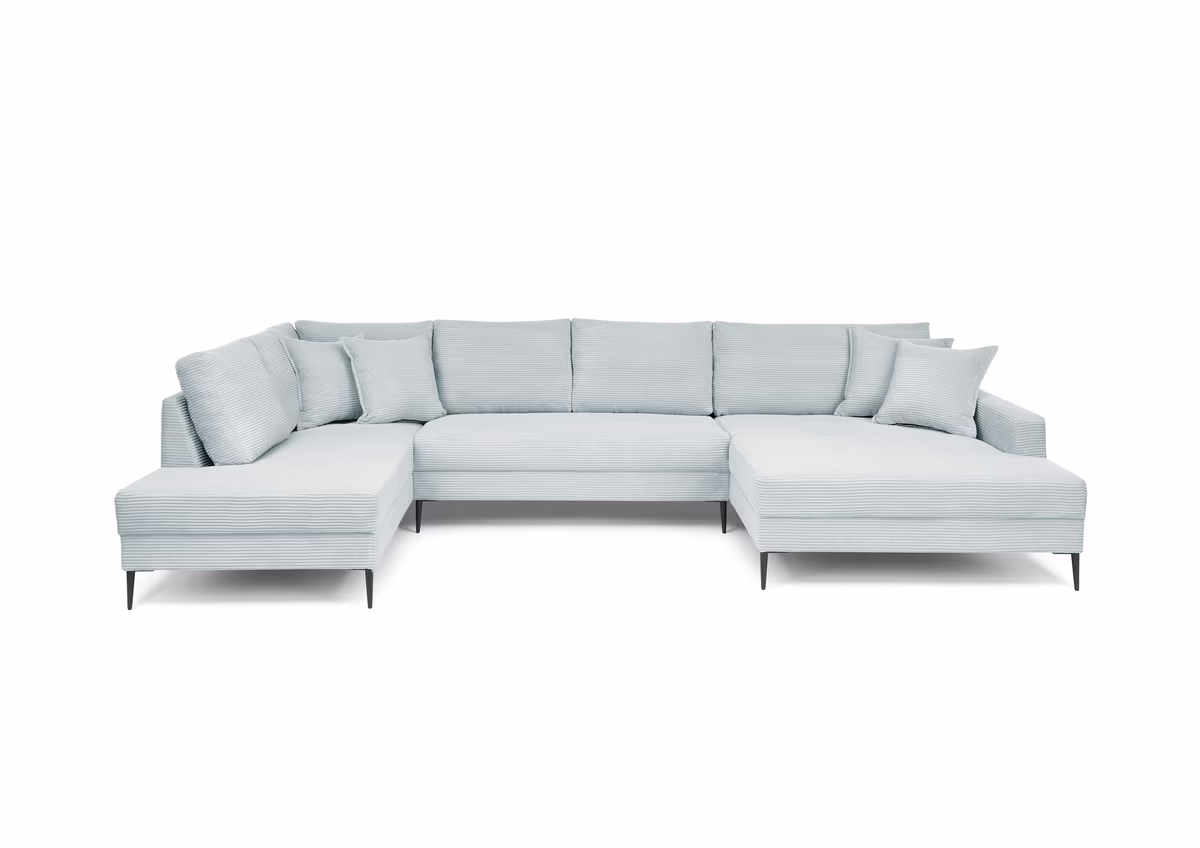 Wohnlandschaft - Ecke links, 2-Sitzer, Longchair rechts, Stoff, Mint