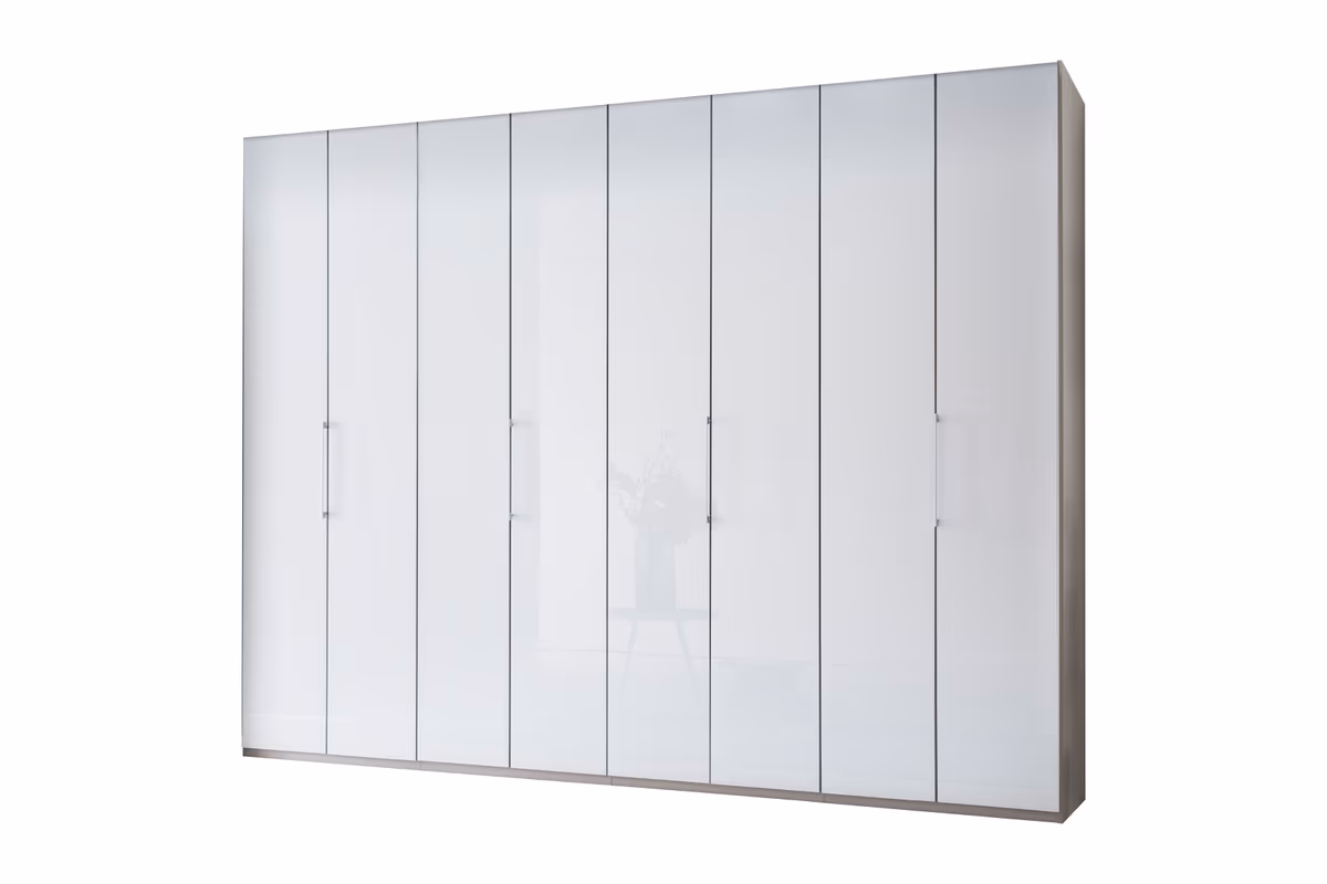 Drehtürenschrank - B. ca. 300 cm, Glas Weiß