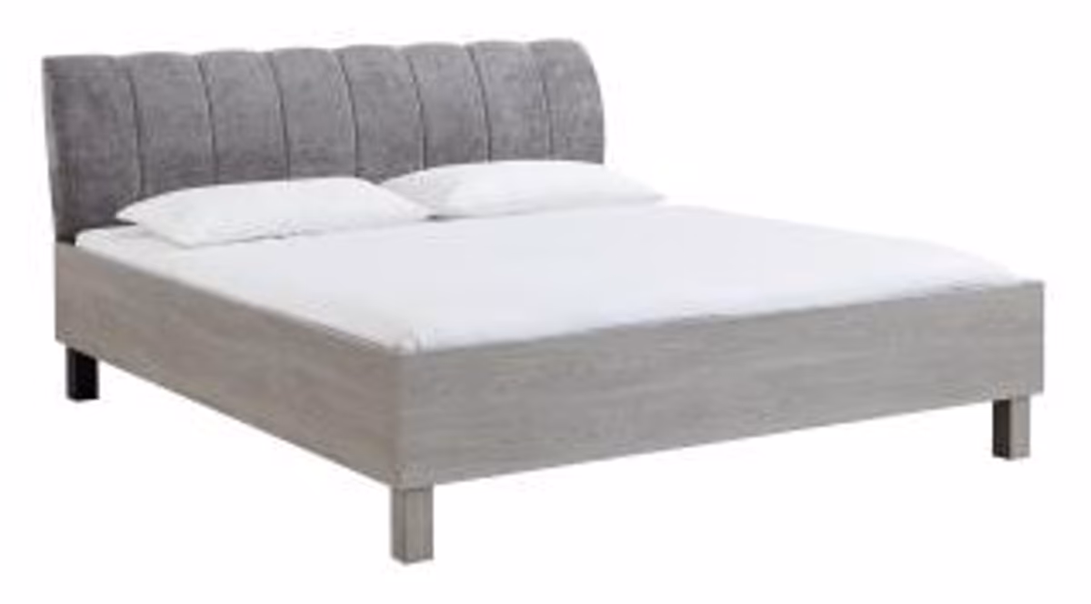 Bettanlage - Liegefläche ca. 180x200 cm, Polsterkopfteil, Grau
